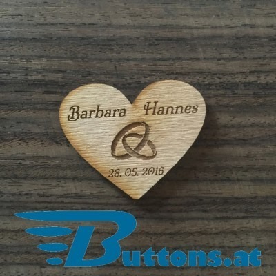 Holz Button Herz