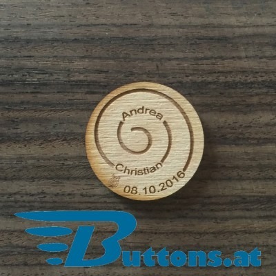 Runde Holzbuttons mit Nadel oder Magnet