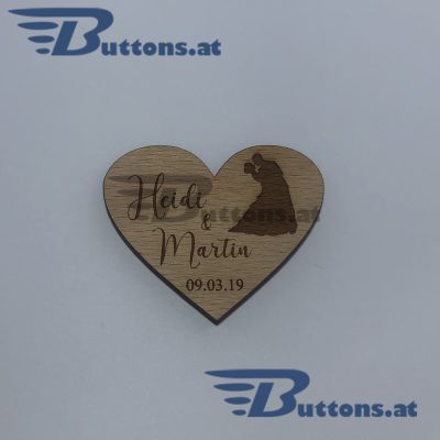 Anstecker Hochzeit Bio Holz