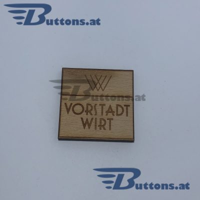 Firmenbuttons Anstecker BIO Holz